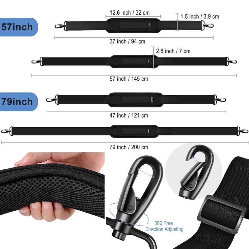 ZINZ Bag Shoulder Strap, Padded Adjustable Shoulder Strap Replacement,Black,79 Inch - Image 1